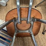 4 blue Formica chairs