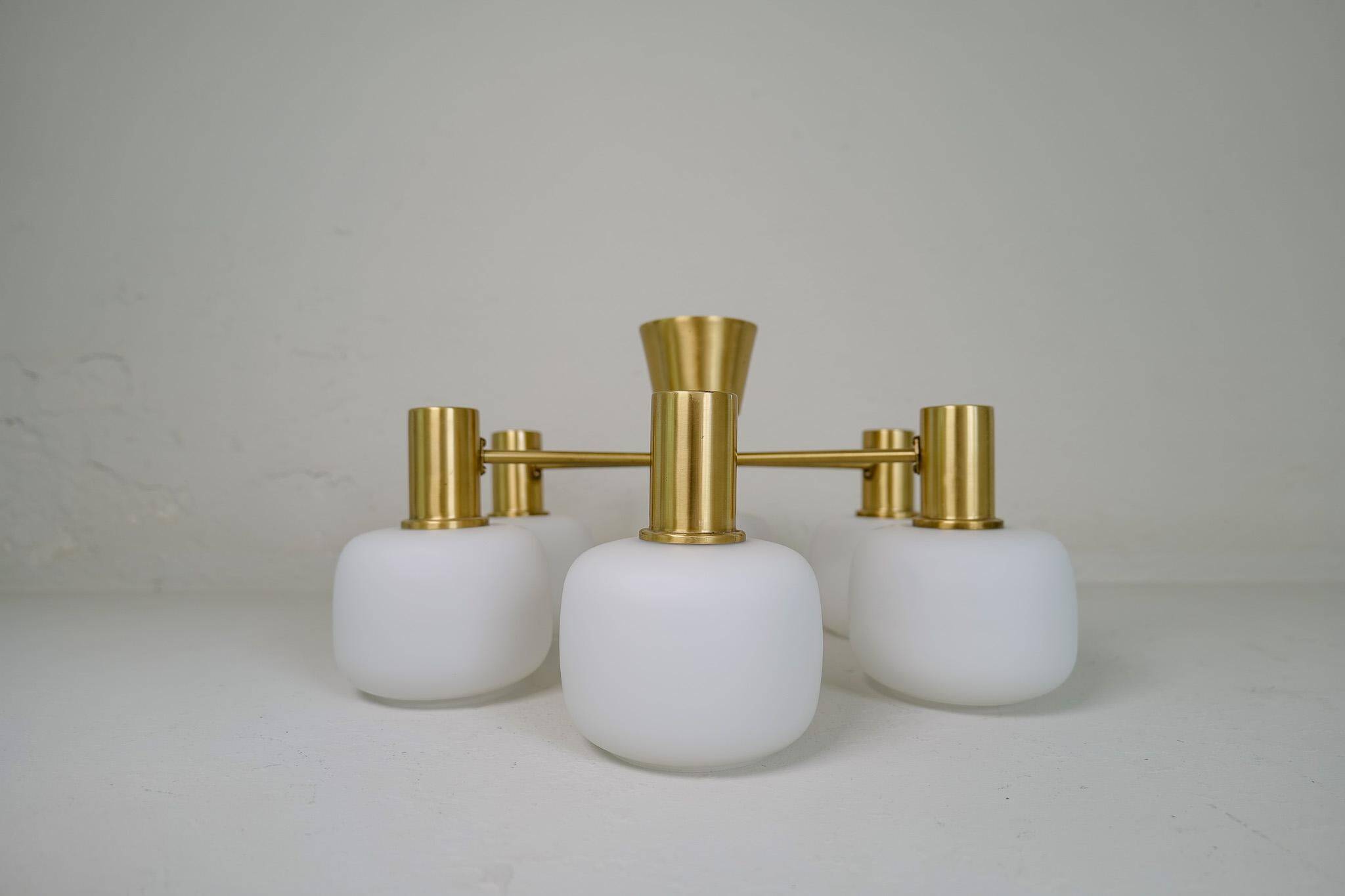 Mid-century brass ceiling light ASEA Sweden, 1950s