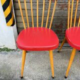 (Lot) 4 beautiful compass-legged chairs from the 60s/70s.