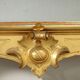Large antique umber pine mirror from Switzerland, Italy, 19th century.