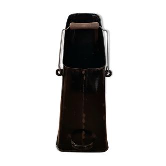Black enamelled sheet metal coal bucket