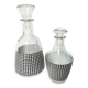 Lot de 2 carafes en verre pied de poule noir et blanc de la cristallerie d'Arques. Rare.