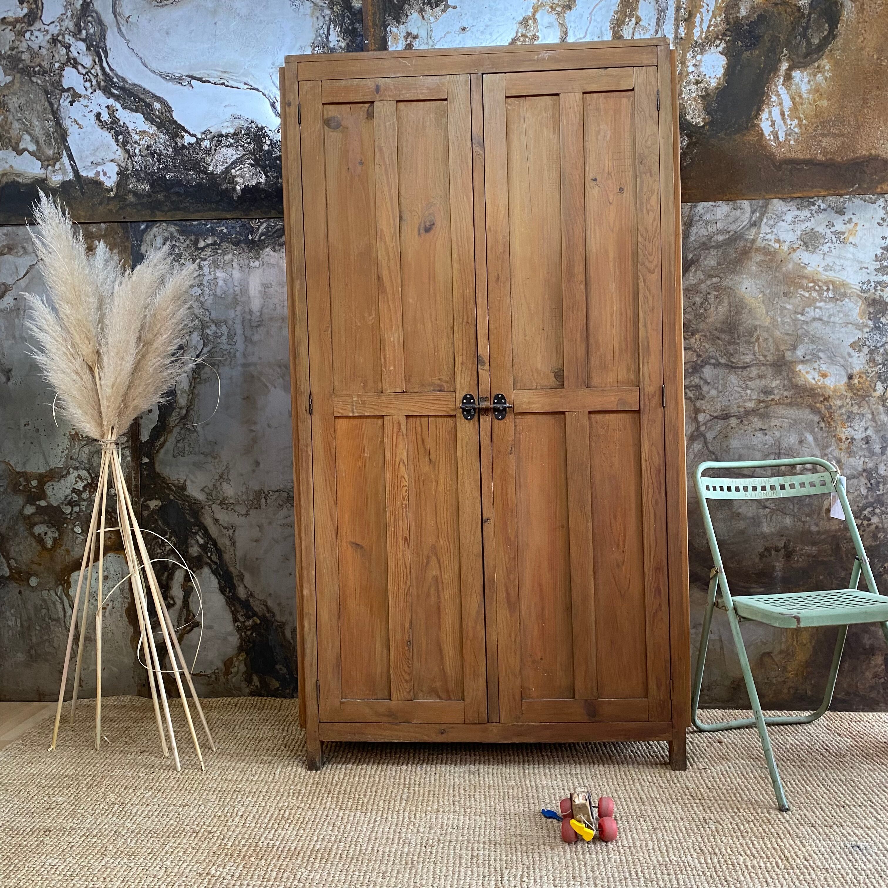 Antique Parisian wardrobe in solid pine