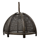 Vintage rattan and webbing hanging lamp 1970s retro