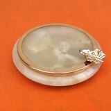 Cendrier en onyx  Cerclage métal doré