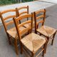 4 chaises de cuisine en bois massif paillées dossier échelle 1980