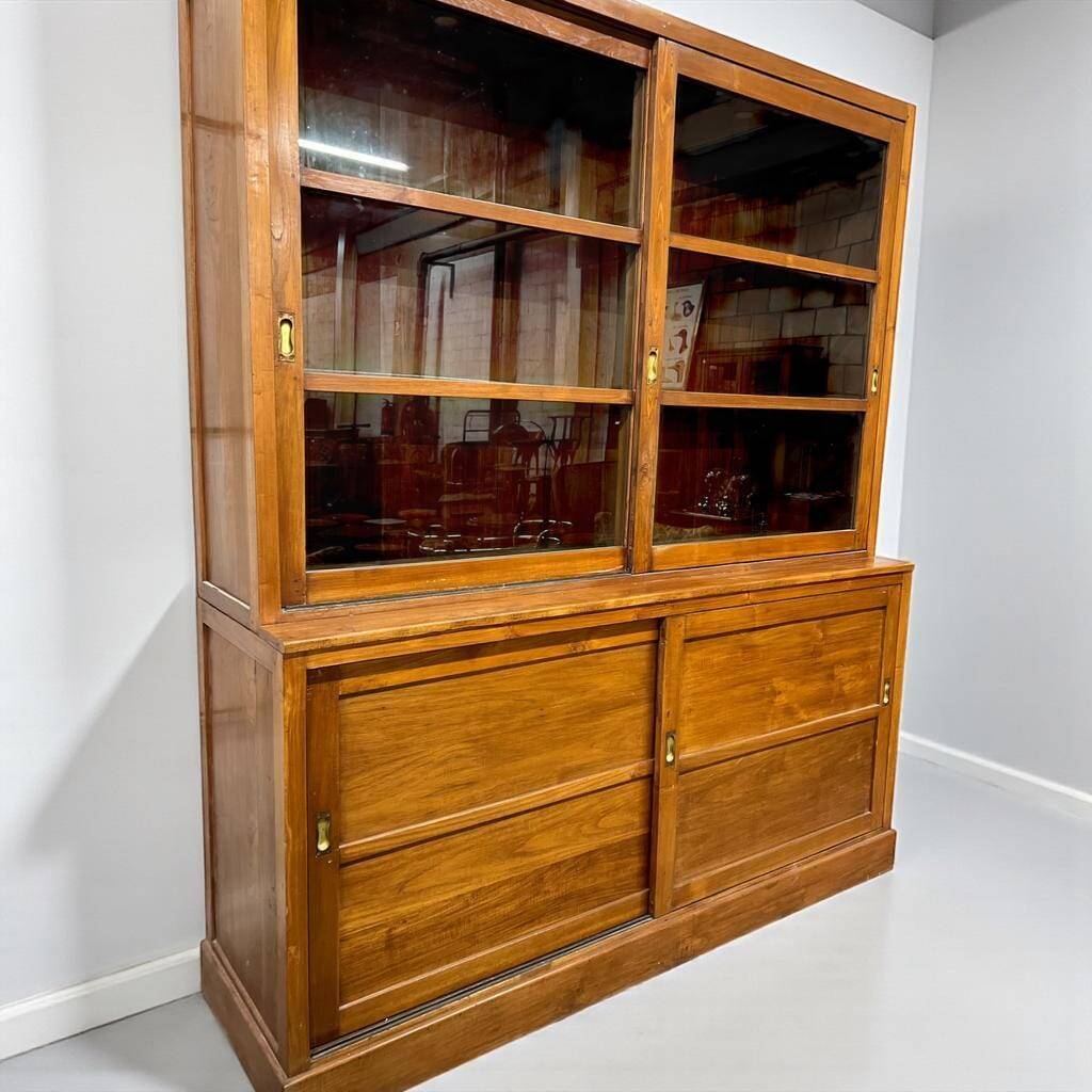 Vintage industrial wooden display cabinet / school cabinet