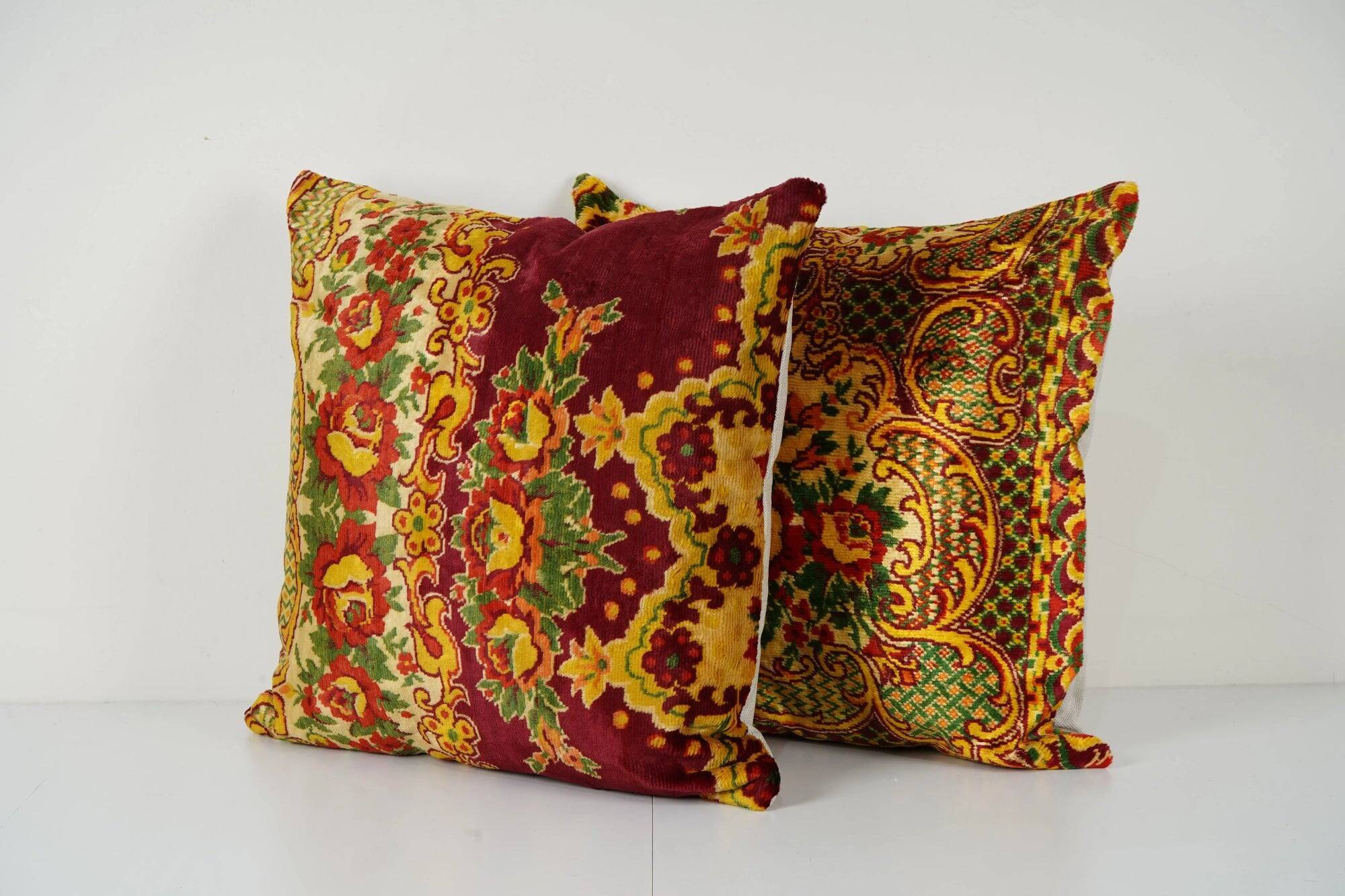 Set of 2 vintage velvet cushion covers 51x51 cm