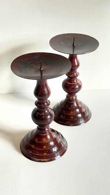 BOUGEOIRS Vintage Patinated Metal Candle Holders