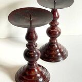 BOUGEOIRS Vintage Patinated Metal Candle Holders