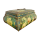 Old and large lithographed sheet metal box Japanese decoration