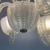 Venetian chandelier in colorless murano glass blown pressed and molded around 1950
