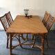 Vintage rattan table 6 people by Louis Sognot