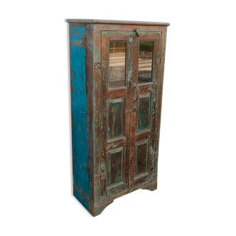 Old glazed wooden wardrobe