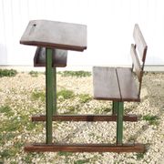 Vintage desk, wooden and metal children's desk, school desk
