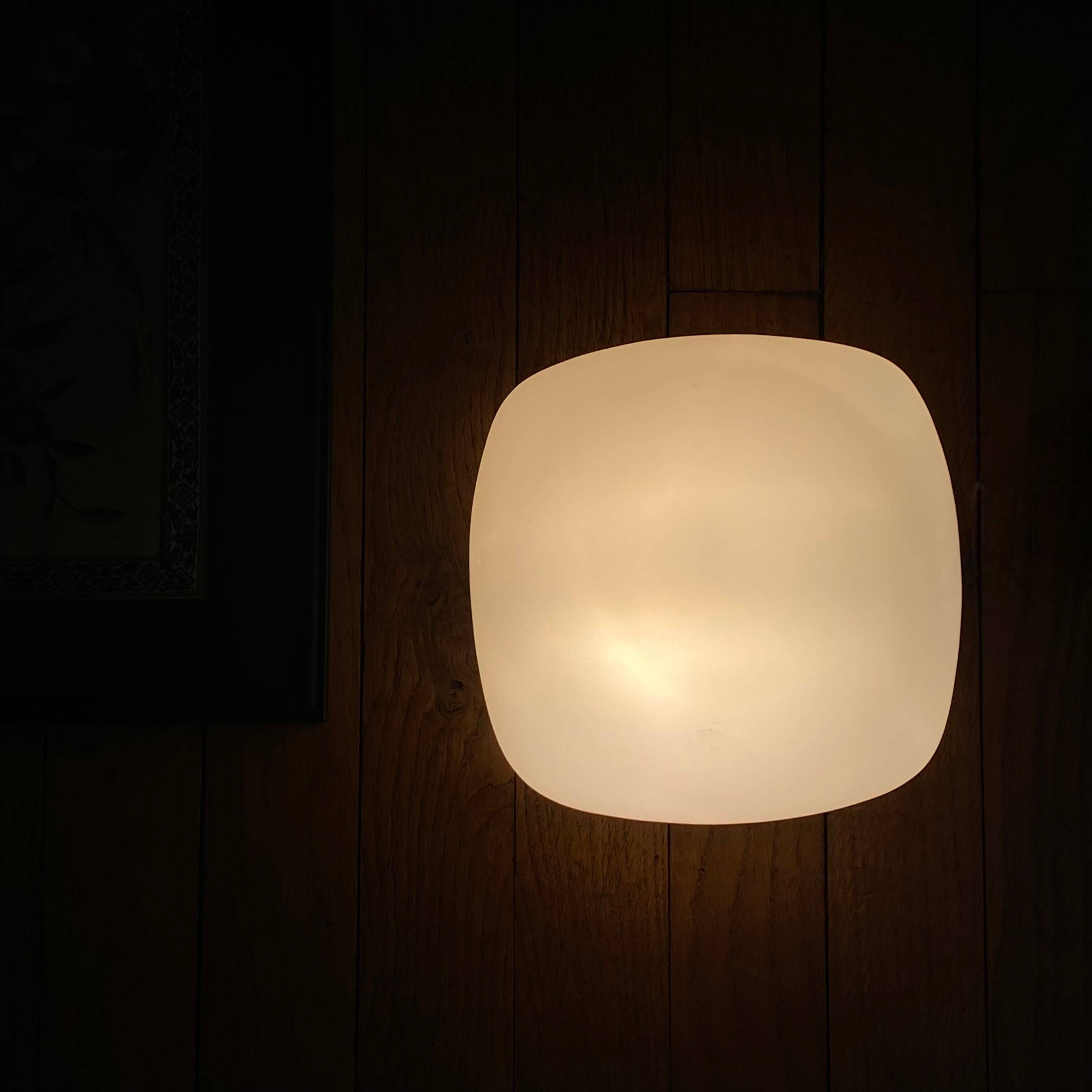 Vintage wall ceiling light in white glass