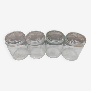 4 ANTIQUE BOOTS THE BEST, GLASS JARS WITH LIDS 1 LITER