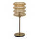 Table lamp with an old vintage golden striped globe and a golden foot