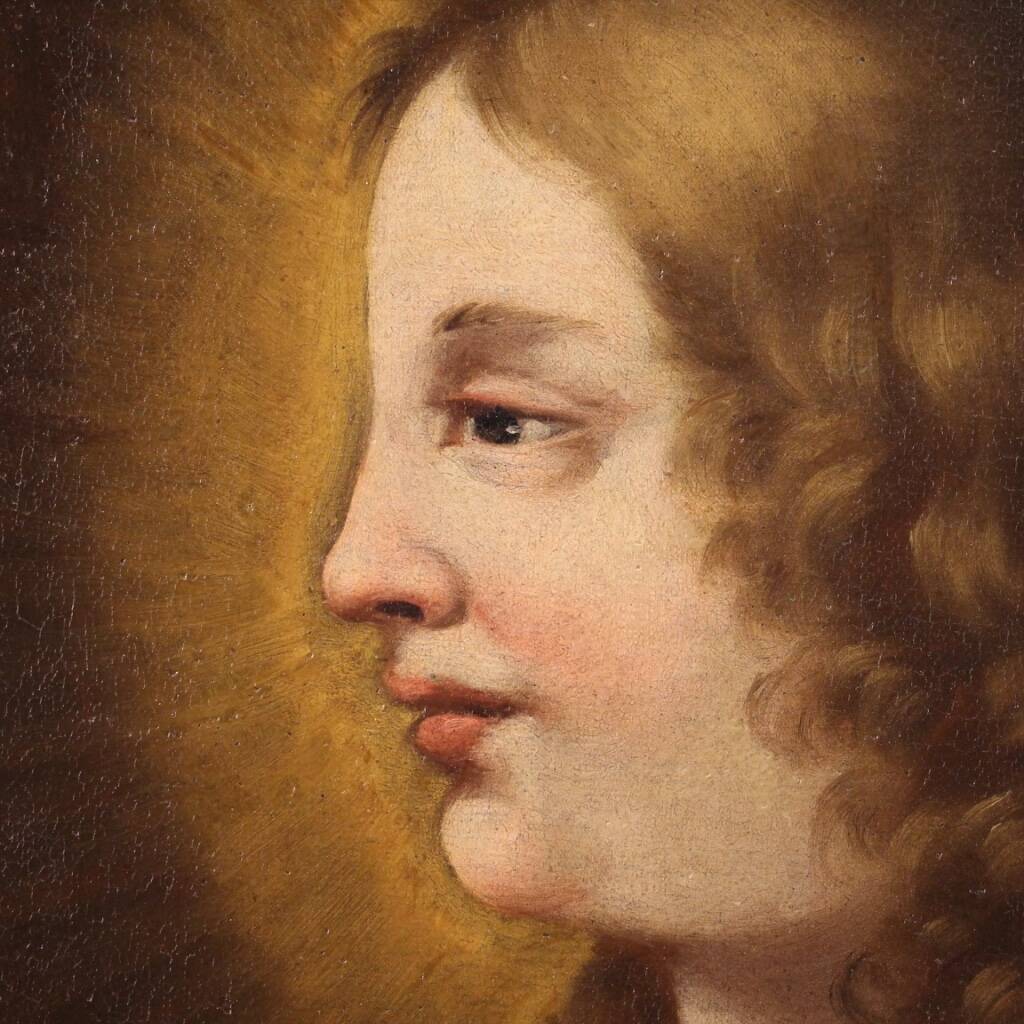 Peinture italienne antique d'un saint du XVIIIe siècle