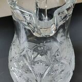 Large jug/water pitcher in finely cut Bohemian crystal. Sophisticated starry/brass patterns. Boho-Chic style