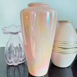 Iridescent pink ceramic vase from the 70s