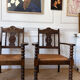 Paire de fauteuils rustiques bois et paille 