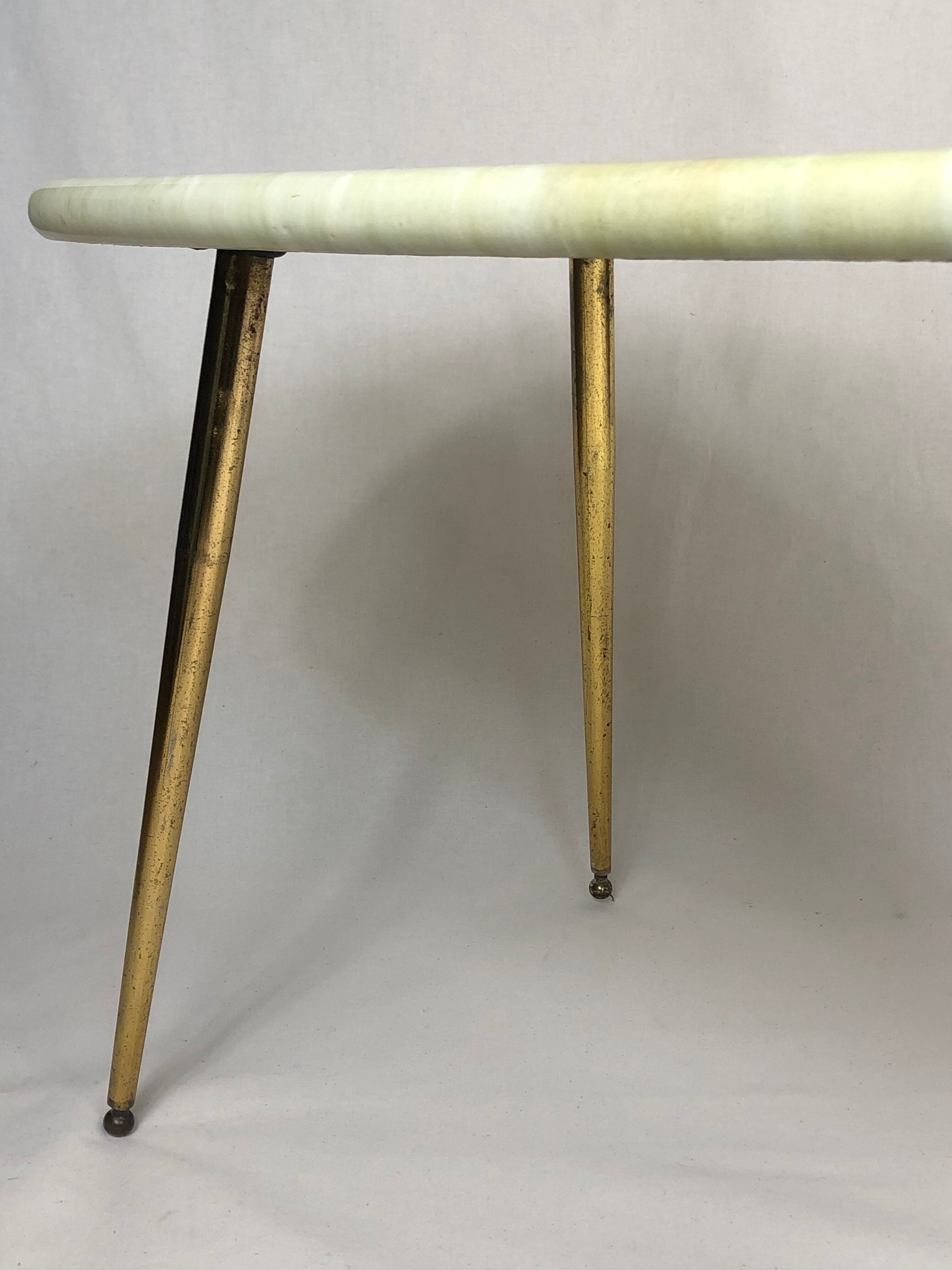 Vintage coffee table legs compass & wooden top marble effect 1970/1980