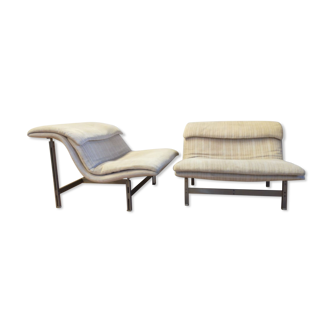 Pair of Italian chairs Wave by Giovanni Offredi