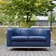 Ensemble canapé & 2 fauteuils en cuir bleu Zanotta Onda