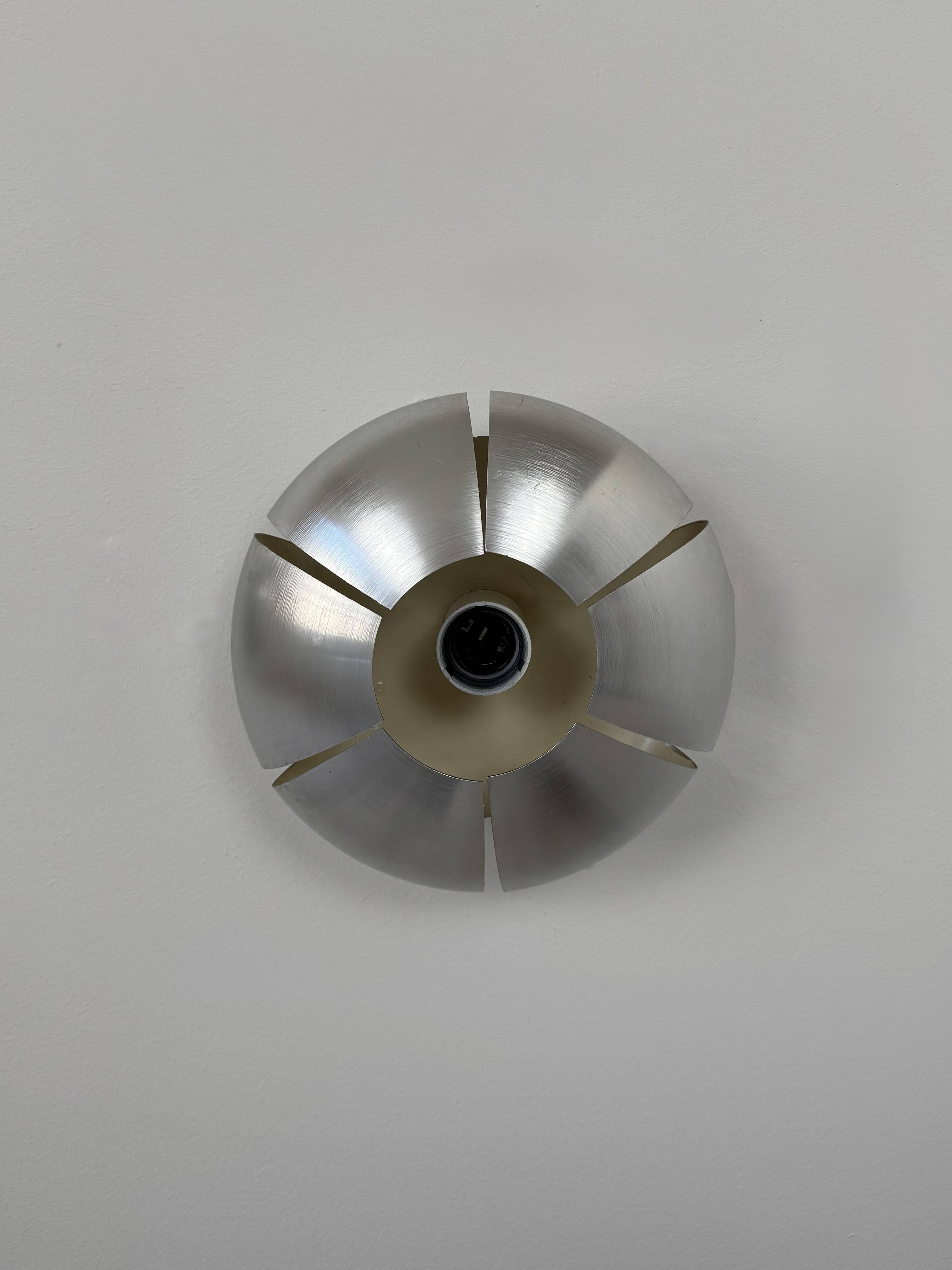 Pair of vintage wall lights, brushed aluminium, France, 1970.