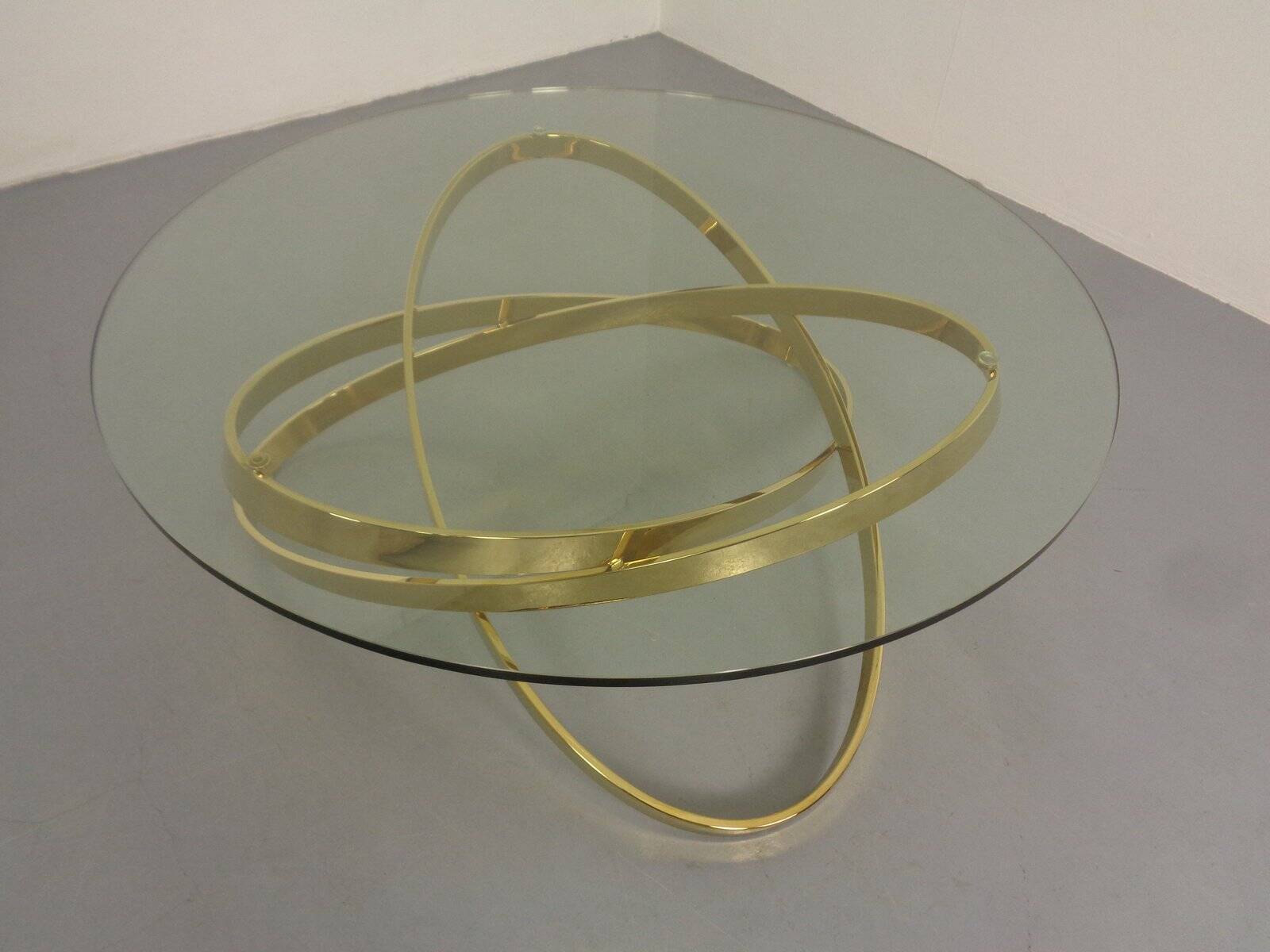 Golden glass coffee table, 1970s