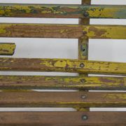 Banc vintage en bois et fer, années 1930