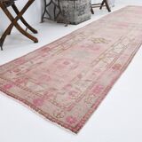 3x12 Soft Pink & Brown Turkish Runner Rug, 86x374CM
