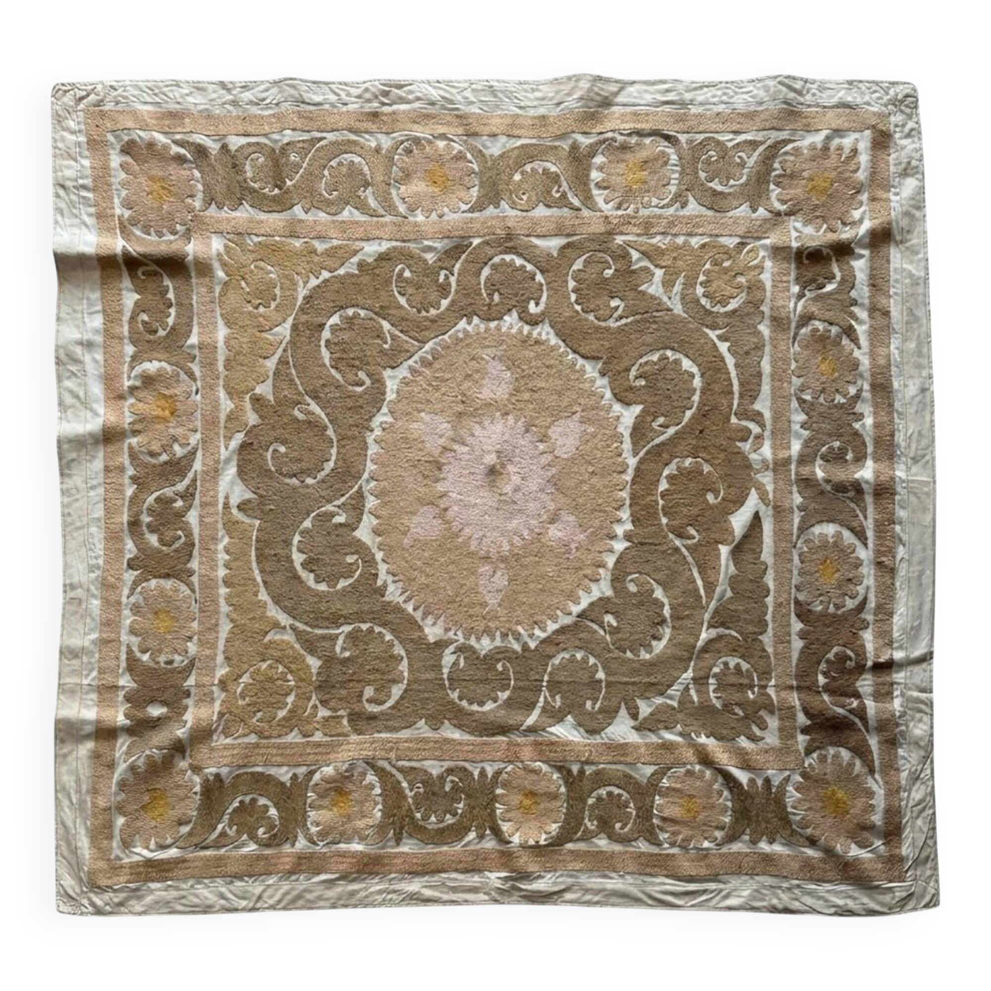 Vintage hand-embroidered tablecloth 123x144 cm