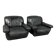 Large Set of Italian Space Age Black Leather Lounge Chairs with Brass