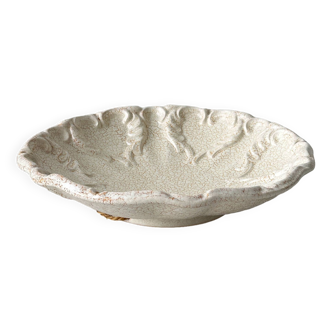 Decorative fluted cracked terracotta dish plate