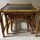 Trio de tables basses en rotin vintage