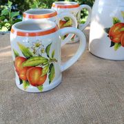 Service campagne chic vintage grés Digoin pichet tasse mug fait main