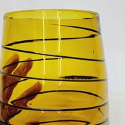 Vintage Murano Vase Mid Century Blown Glass Yellow Brown Spiral Style Ve
