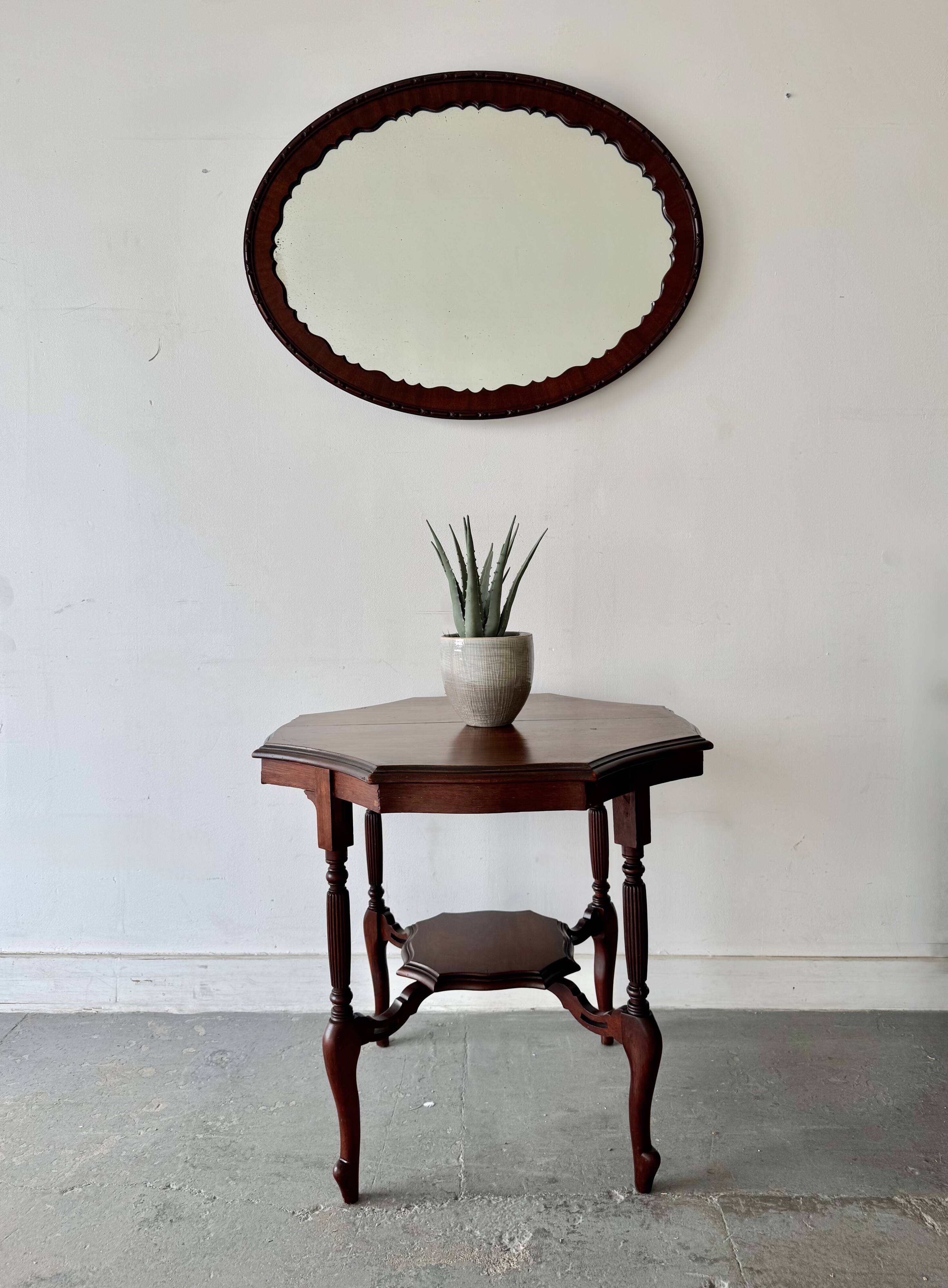 Antique Oval Mahogany Wall Mirror