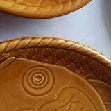 Gien earthenware fish set, 6 plates and a serving dish
