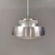 Hanging lamp in aluminium and hard pressed crystal glass. Denmark 1980s