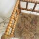 Vintage Art Deco corner chair in bobbin wood and fabric, circa 1930