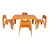 Table and 4 dining chairs designed by Preben Fabricius, Interplast, 1970s.