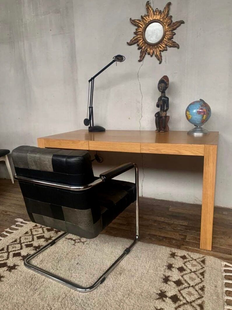 Vintage Modernist design desk with 3 drawers in Light Oak