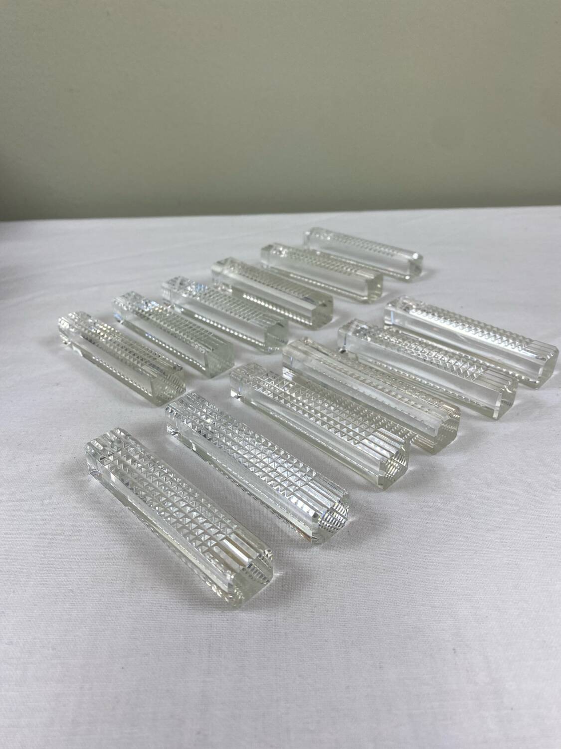 Porte-couteaux En Cristal - Forme Feuille De Chêne - Lot De 12 - Vintage