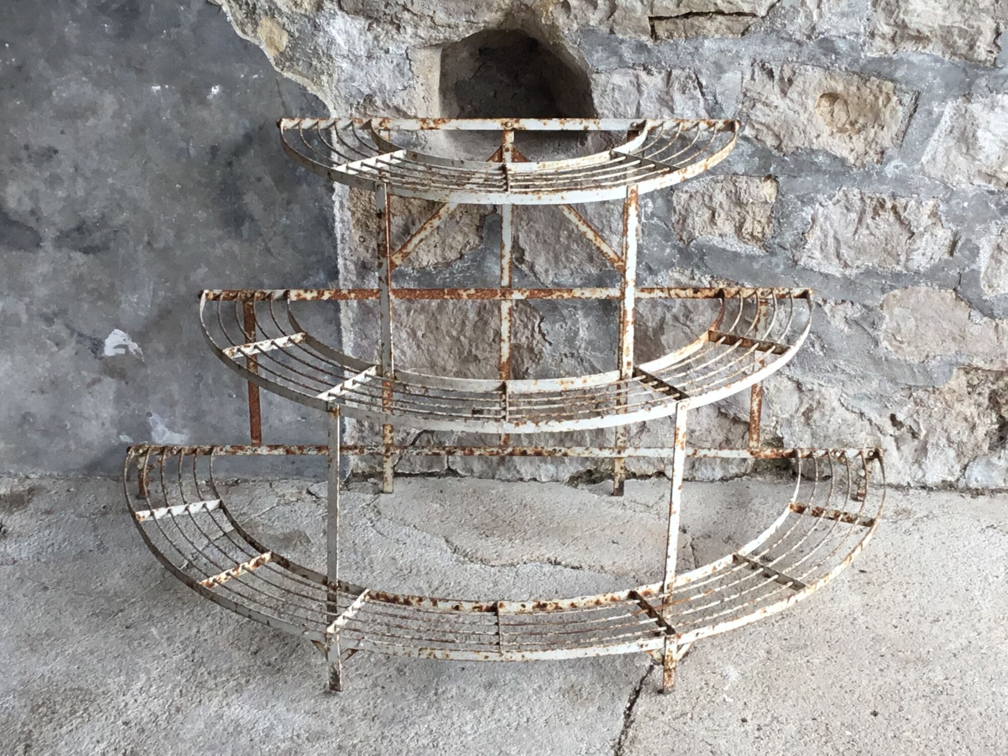 Metal half-moon plant holder 20th century