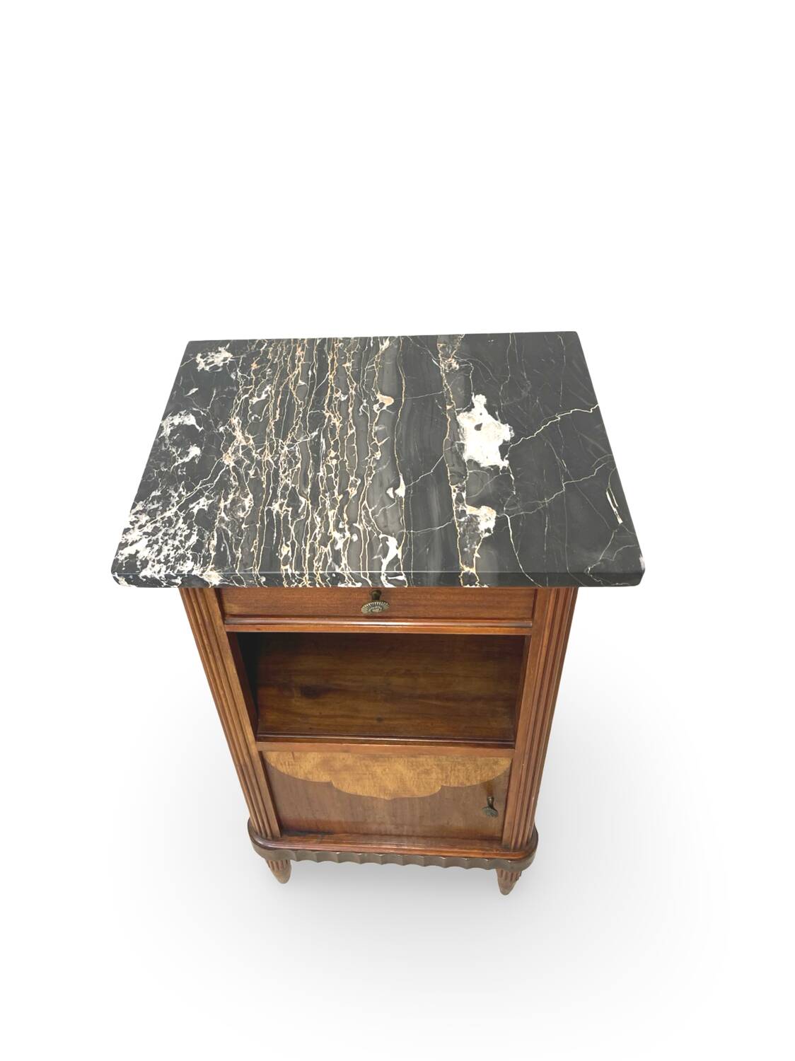 Tables de chevet italiennes en placage d'acajou avec de splendides