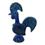 coq en céramique émaillée bleu par Aldo Londi pour Bitossi