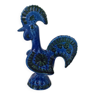 coq en céramique émaillée bleu par Aldo Londi pour Bitossi
